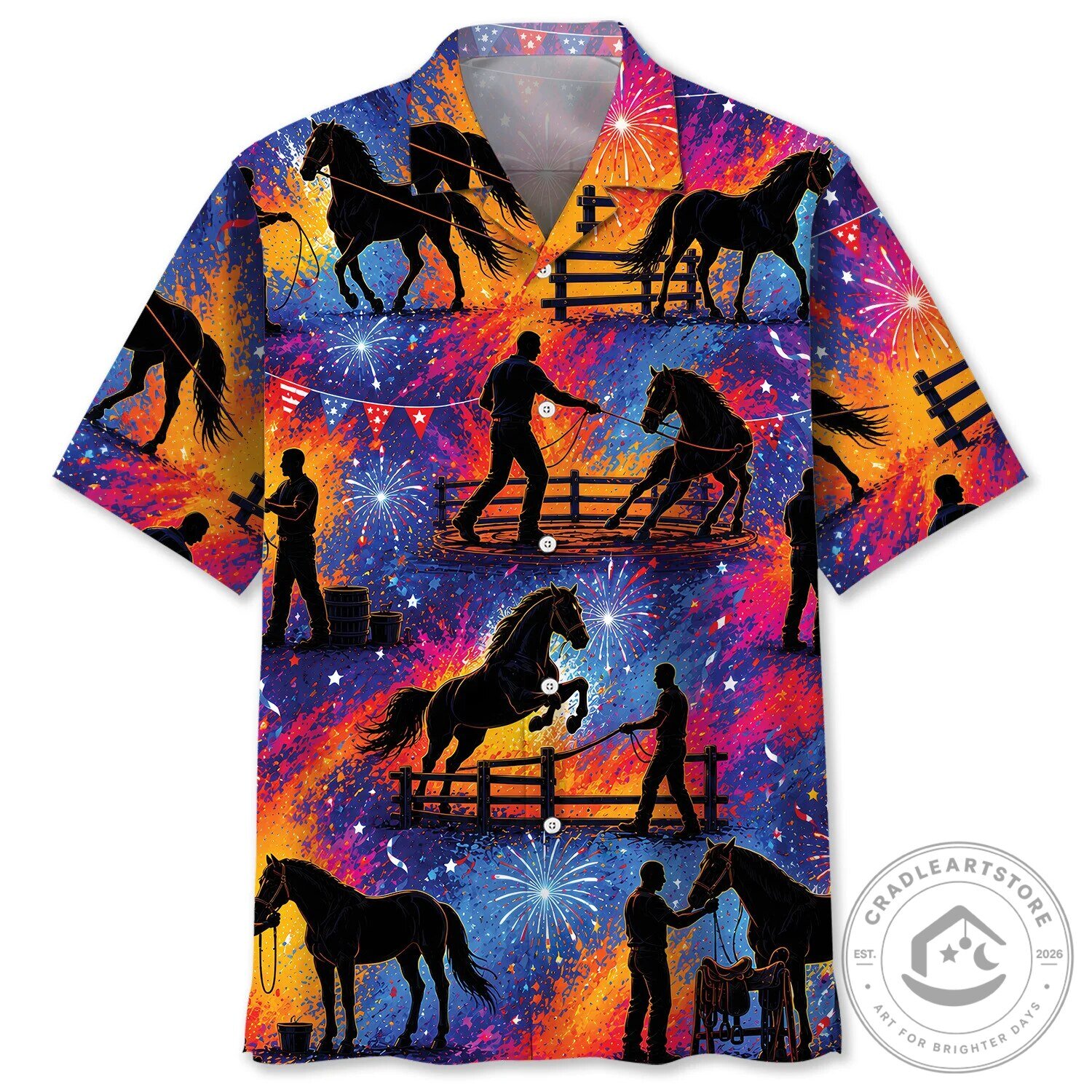 Horse Trainer Vintage Art Hawaiian Shirt for Men and Women