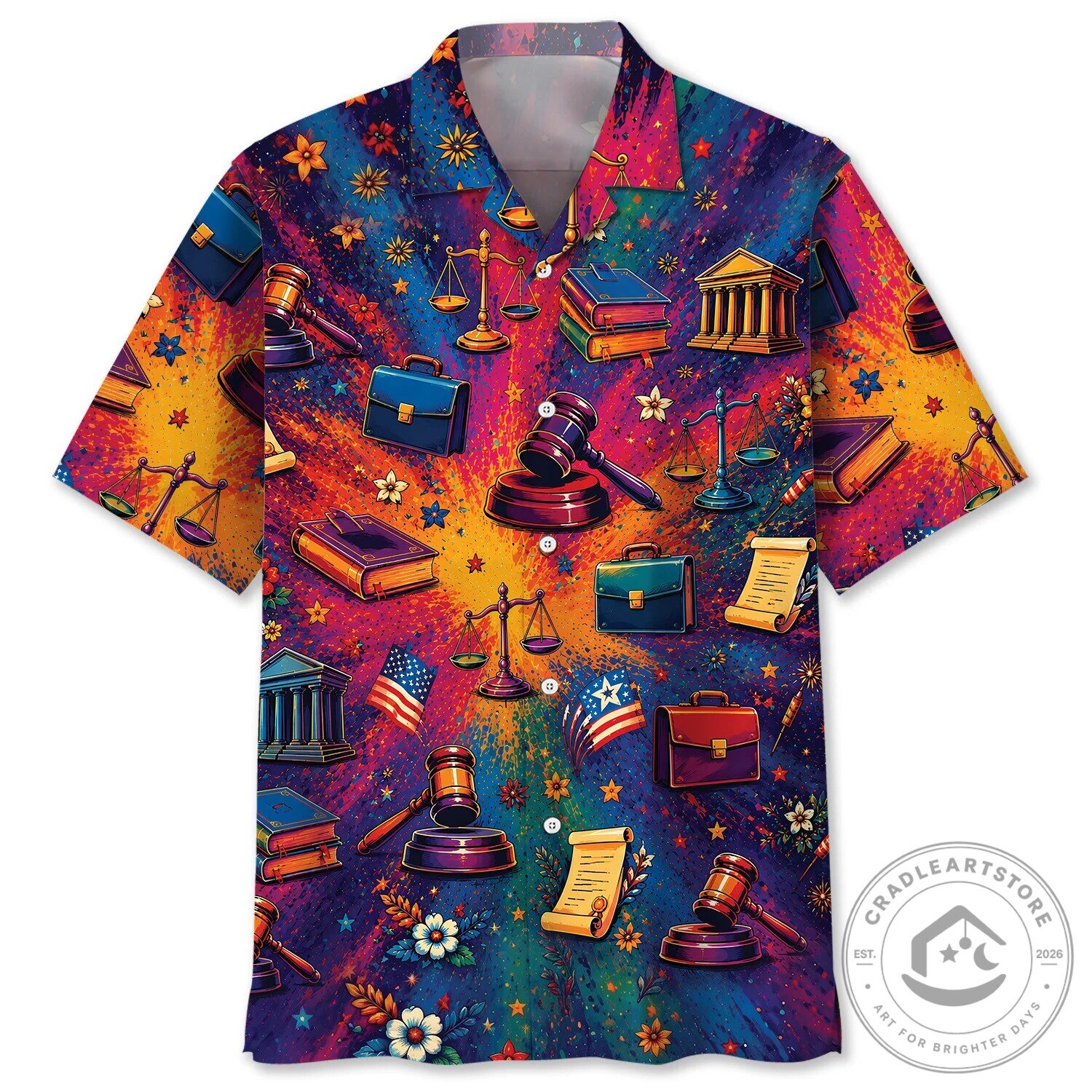 Lawyer Attorney Legal Profession Scales of Justice Colorful Hawaiian Shirt