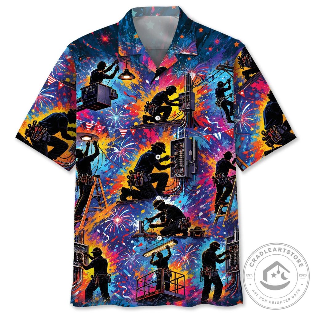 Electrician Fireworks Celebration Hawaiian Shirt