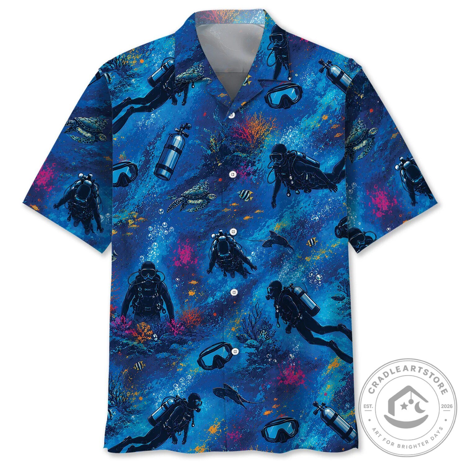 Scuba Diving Underwater Ocean Coral Reef Tropical Hawaiian Shirt