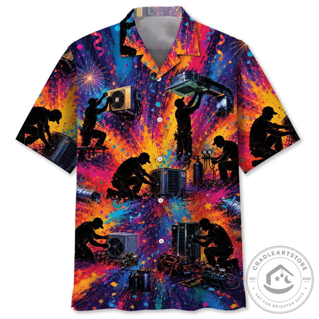 HVAC Technician Air Conditioning Repairman Colorful Hawaiian Shirt HVAC Technician Air Conditioning Repairman Colorful Hawaiian Shirt