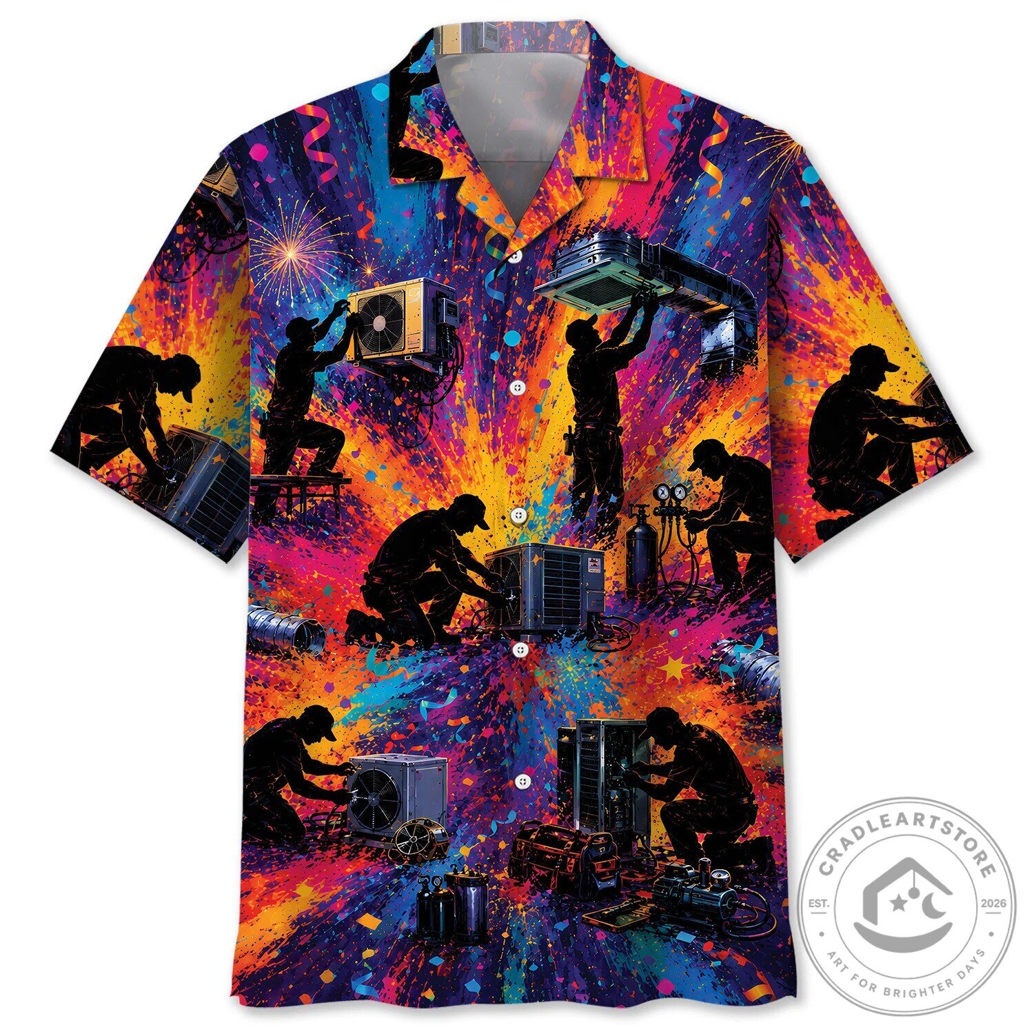 HVAC Technician Air Conditioning Repairman Colorful Hawaiian Shirt 1 HVAC Technician Air Conditioning Repairman Colorful Hawaiian Shirt