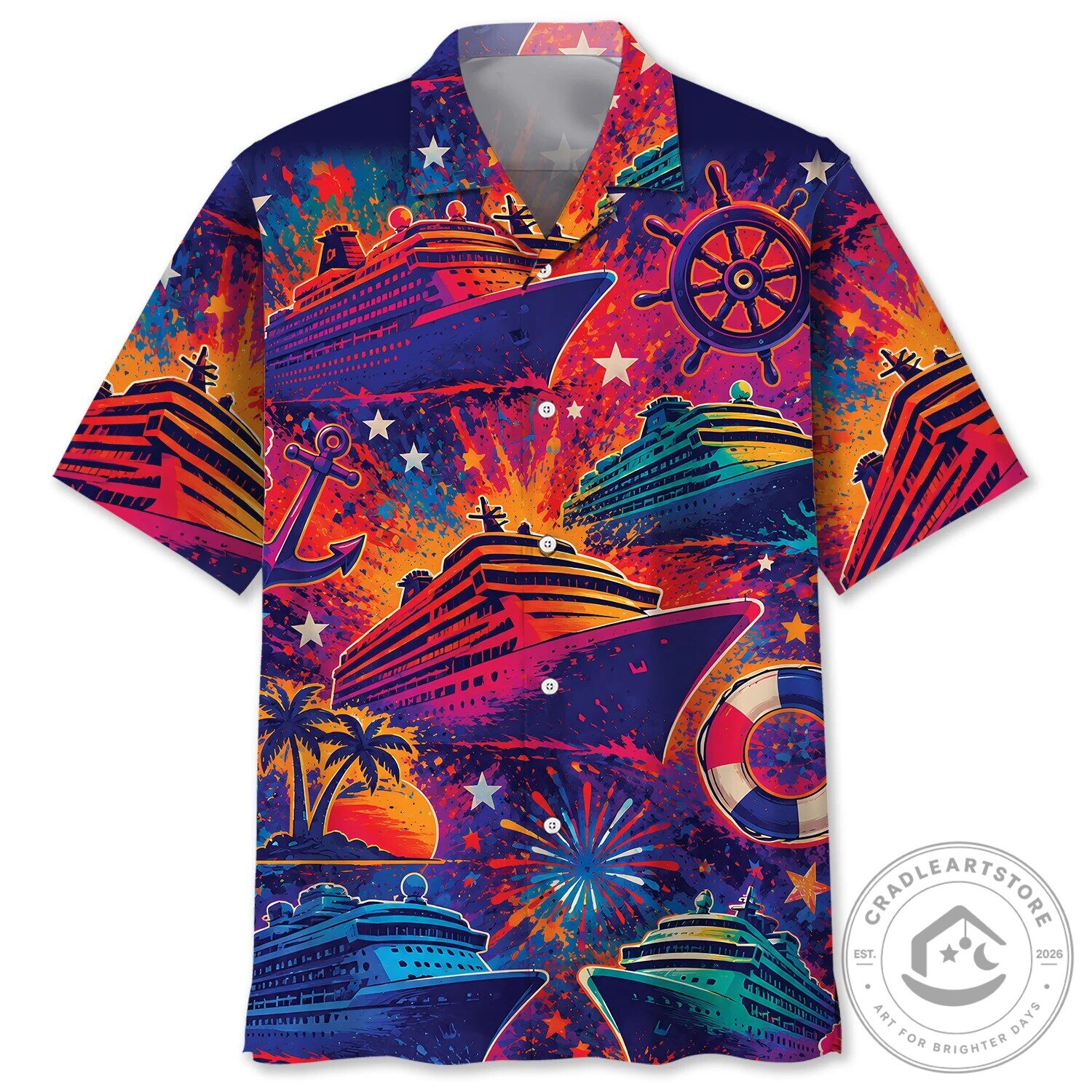 Vibrant Cruise Ship Vacation Tropical Hawaiian Shirt for Men and Women