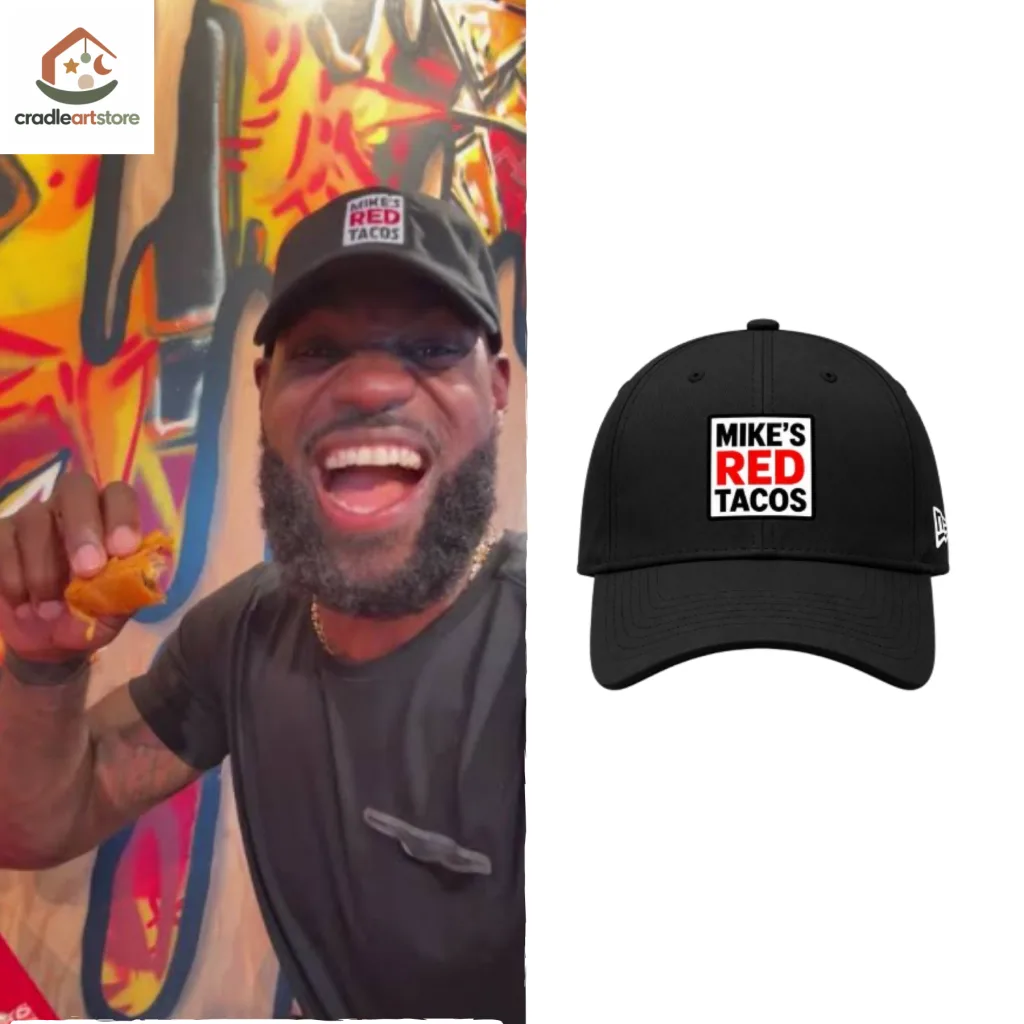 LeBron James Mike's Red Tacos Black Dad Hat LeBron James Mike's Red Tacos Black Dad Hat