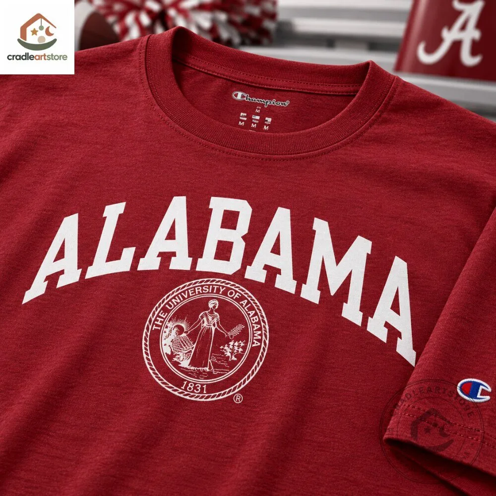 Alabama Crimson Tide College Seal Champion T-Shirt 7 Alabama Crimson Tide College Seal Champion T-Shirt
