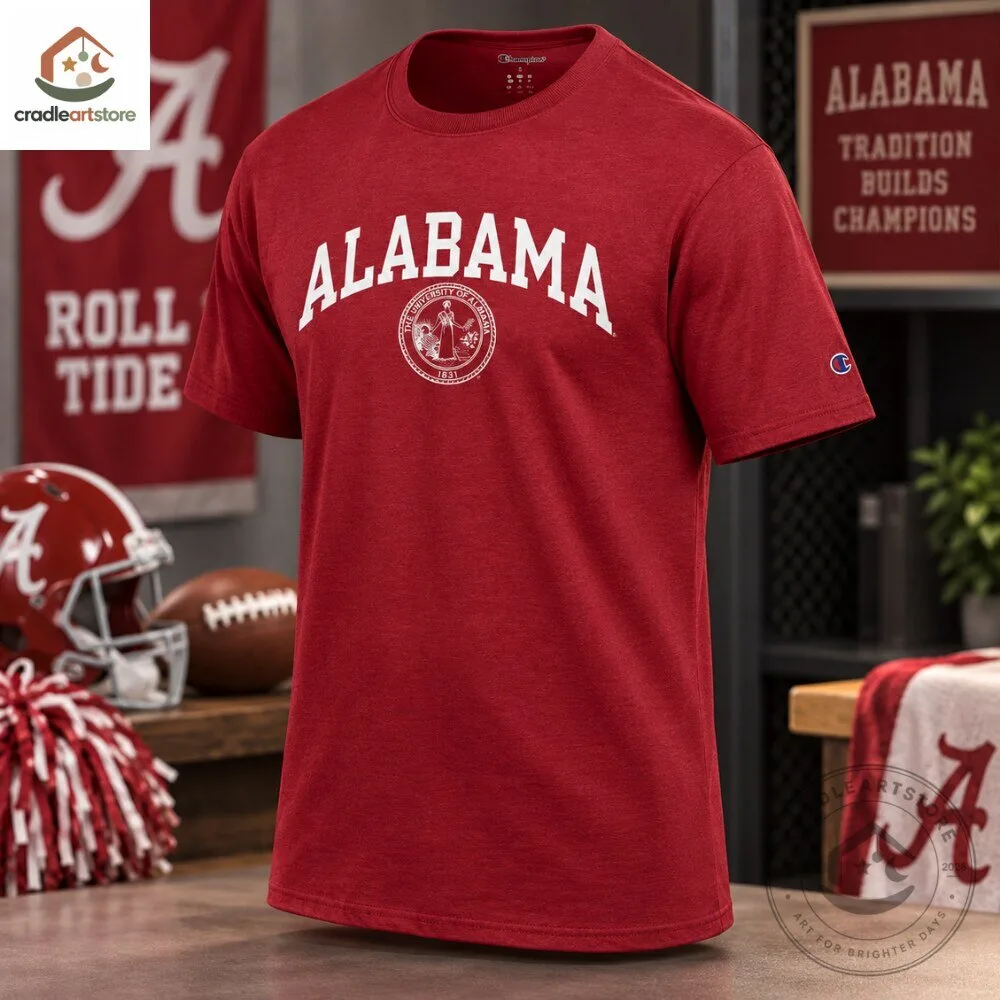 Alabama Crimson Tide College Seal Champion T-Shirt 9 Alabama Crimson Tide College Seal Champion T-Shirt