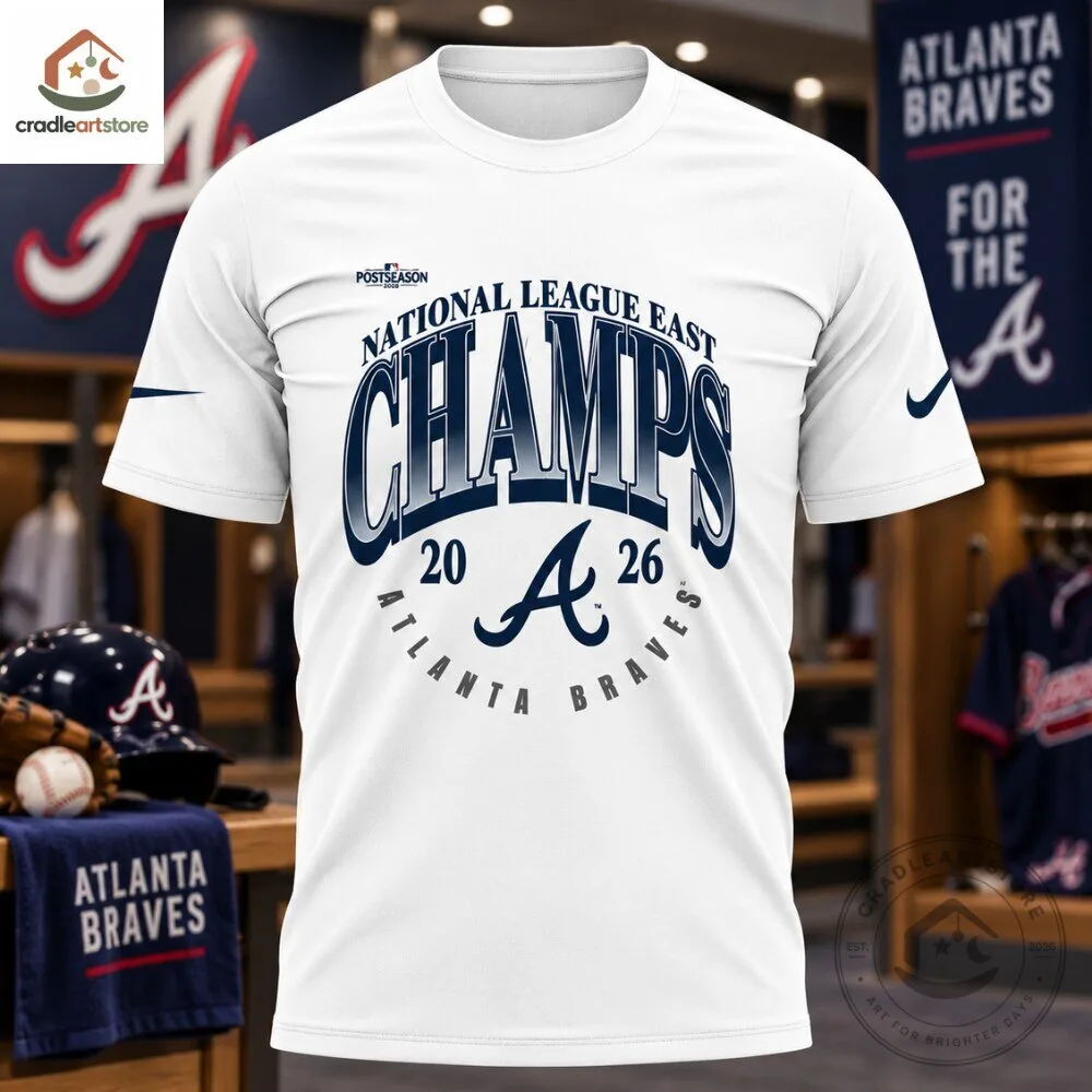 Atlanta Braves 2026 NL East Champions Navy T-Shirt 5 Atlanta Braves 2026 NL East Champions Navy T-Shirt