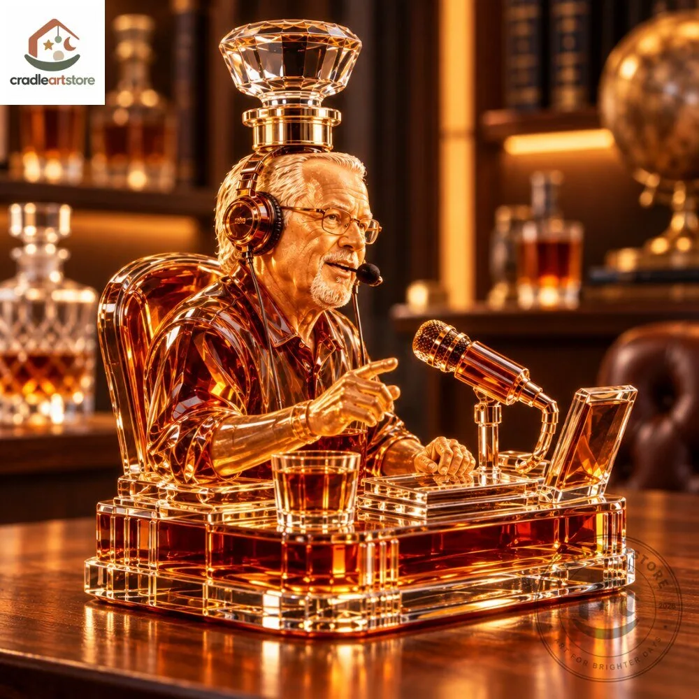 Lawrence Tanter Tribute Whiskey Decanter – Sports Broadcaster Memorial Crystal Bottle Collectible Gift