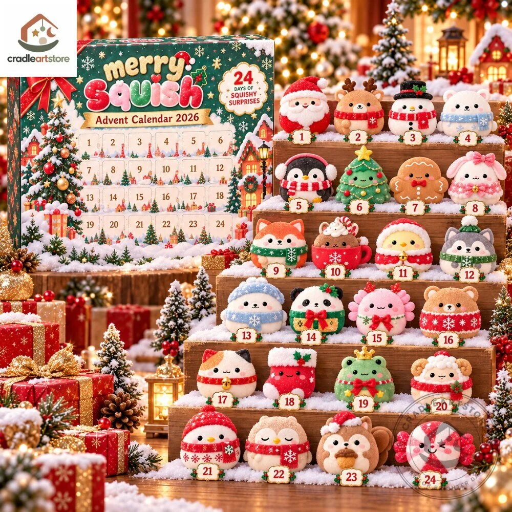 Merry Squish Advent Calendar 2026 with 24 Ornaments