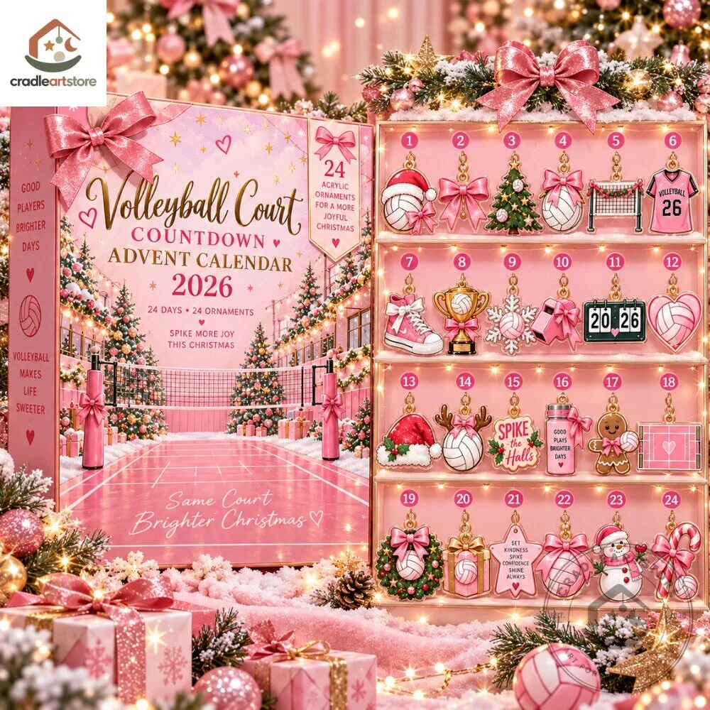 Volleyball Court Christmas Countdown Advent Calendar 2026 With 24 Ornaments