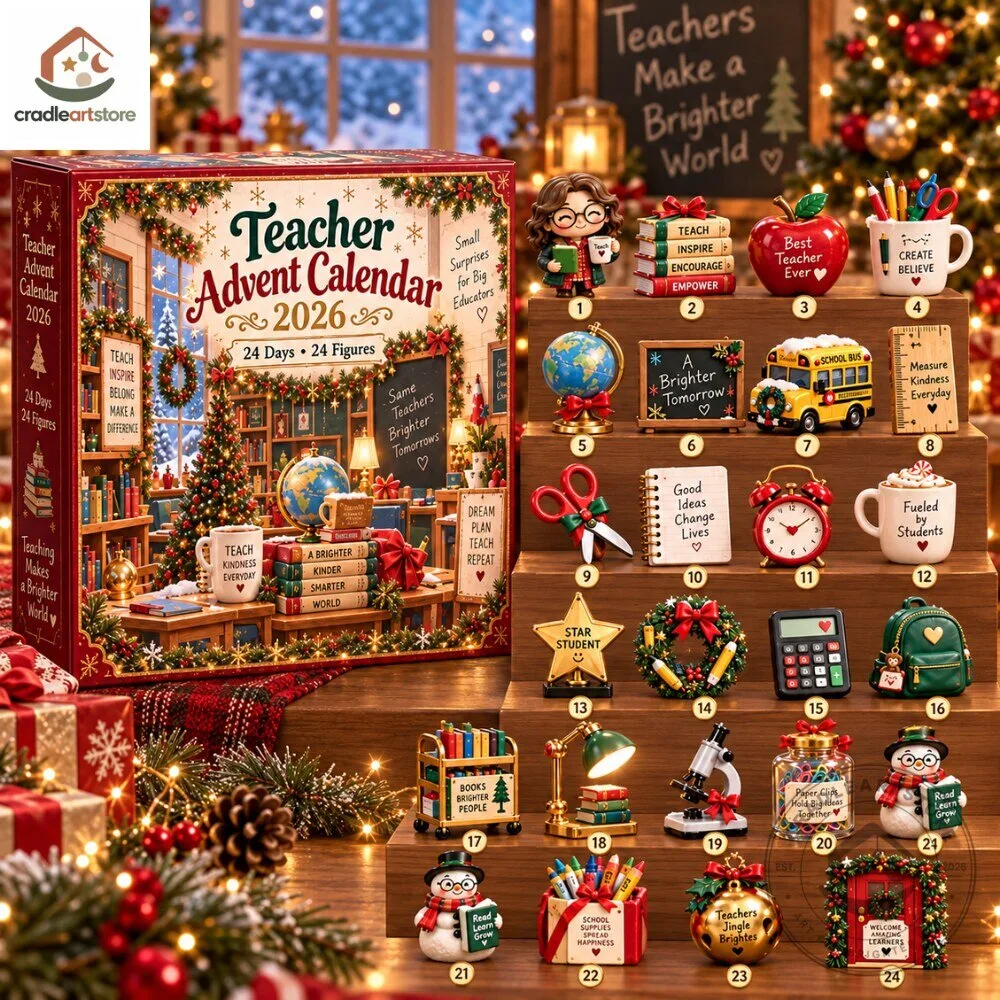 Teacher 2026 Christmas Advent Calendar With 24 Ornaments