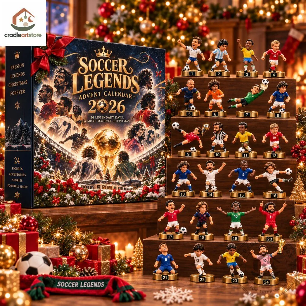 Soccer Legends Christmas Advent Calendar 2026 with 24 Ornaments