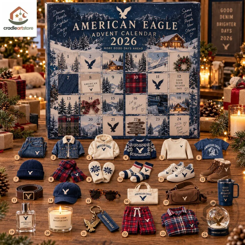 American Eagle Christmas Advent Calendar 2026 with 24 Ornaments