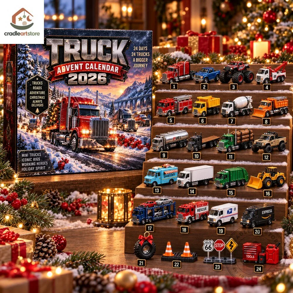 Truck Christmas Advent Calendar 2026 with 24 Ornaments