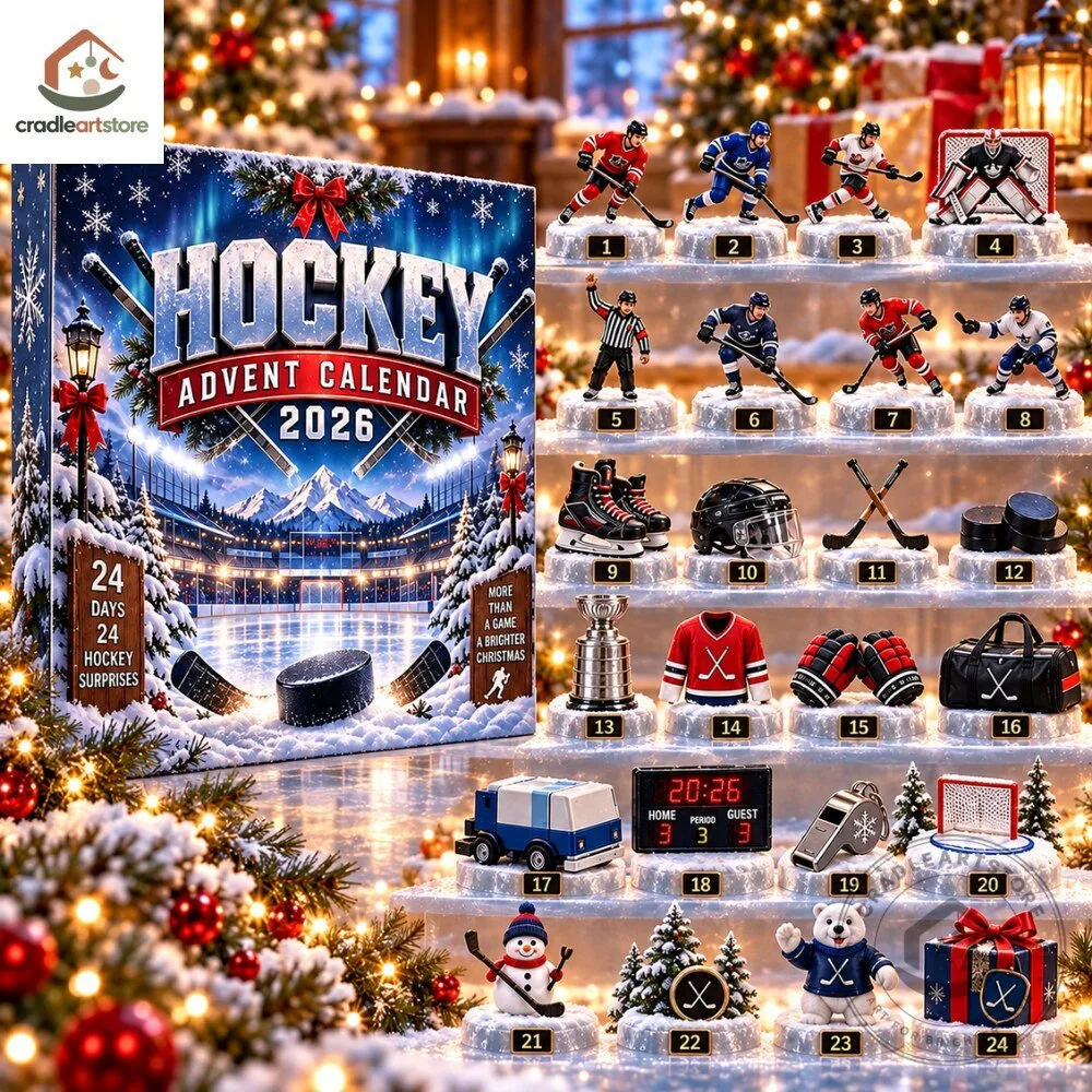 Hockey Christmas Advent Calendar 2026 with 24 Ornaments