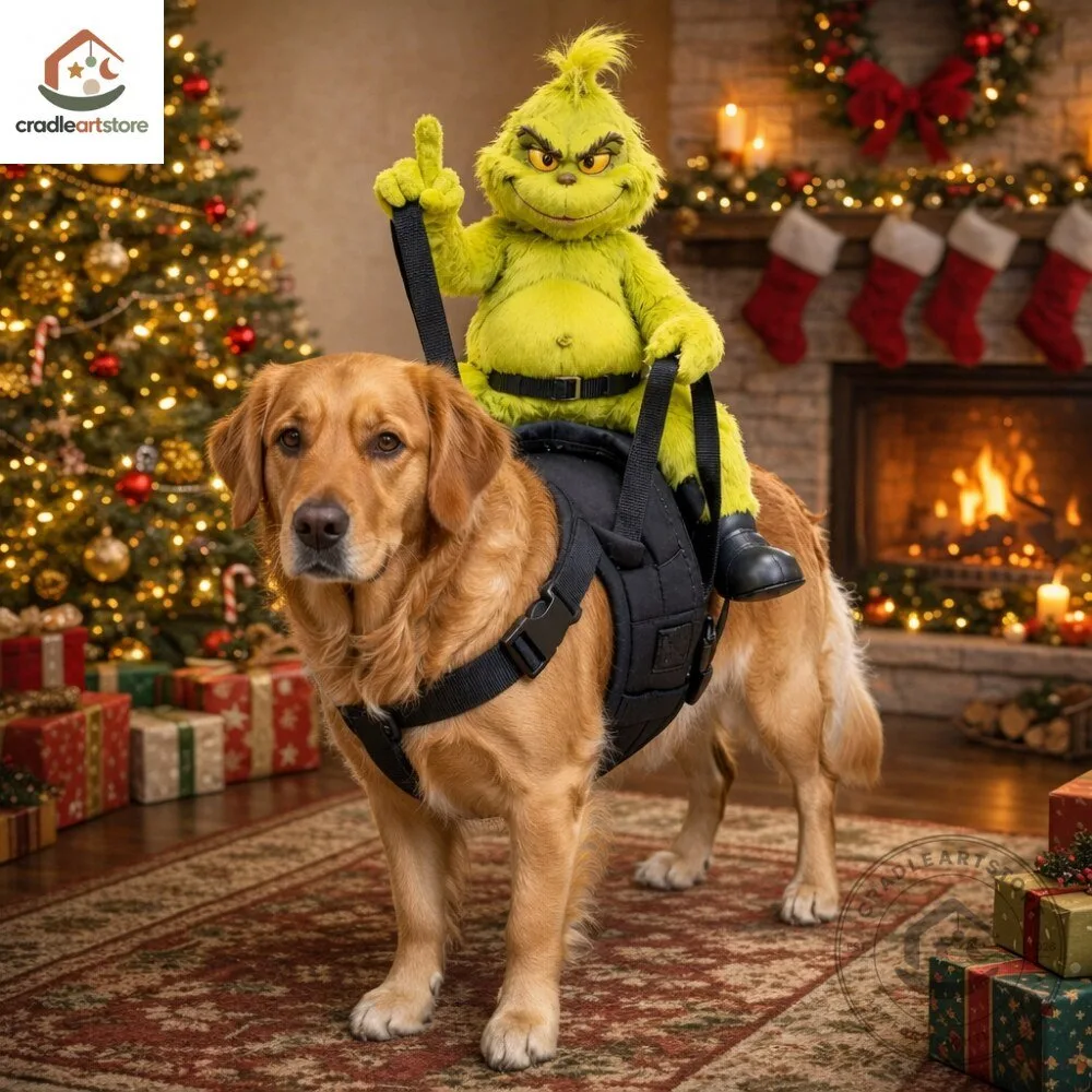 Grinch Rider Dog Harness Funny Christmas Pet Costume
