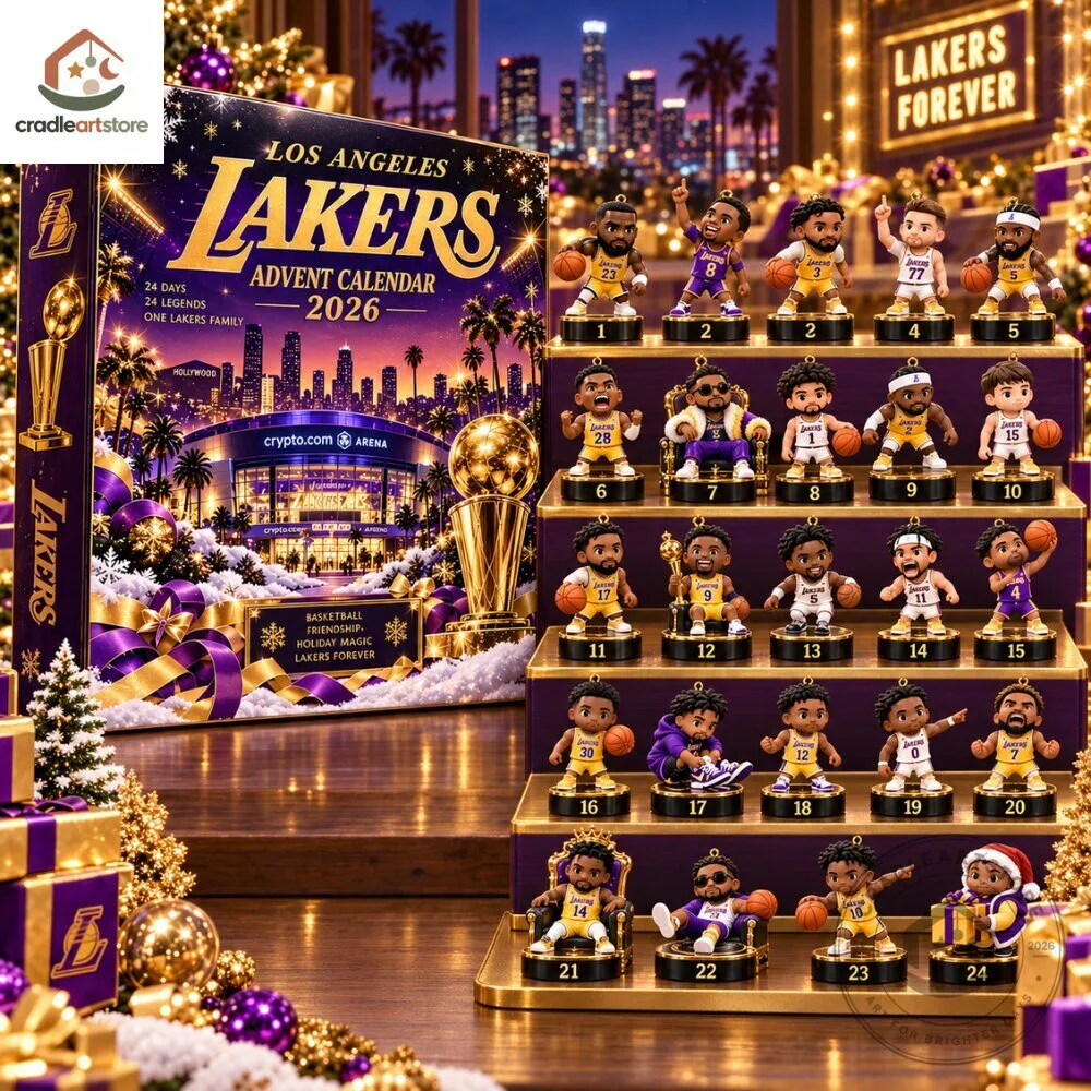 Los Angeles Lakers Christmas Advent Calendar 2026 with 24 Ornaments