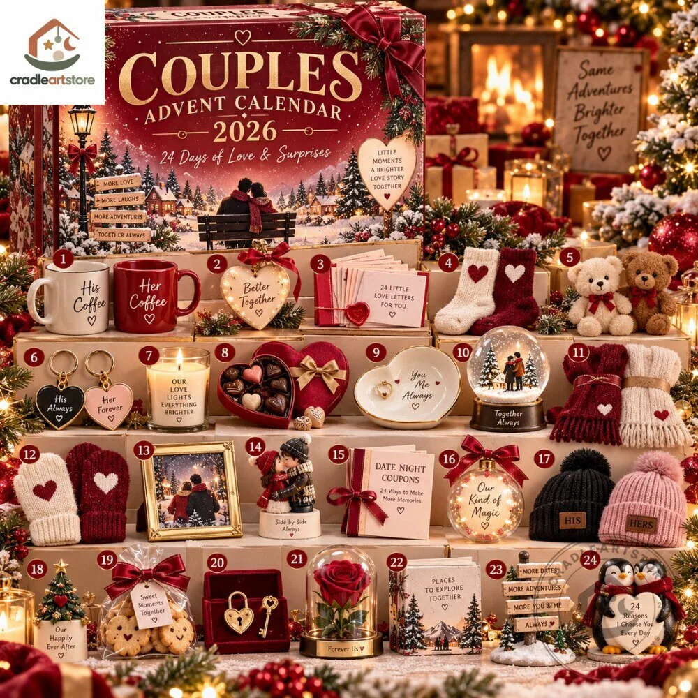 Couples Christmas Advent Calendar 2026 with 24 Ornaments