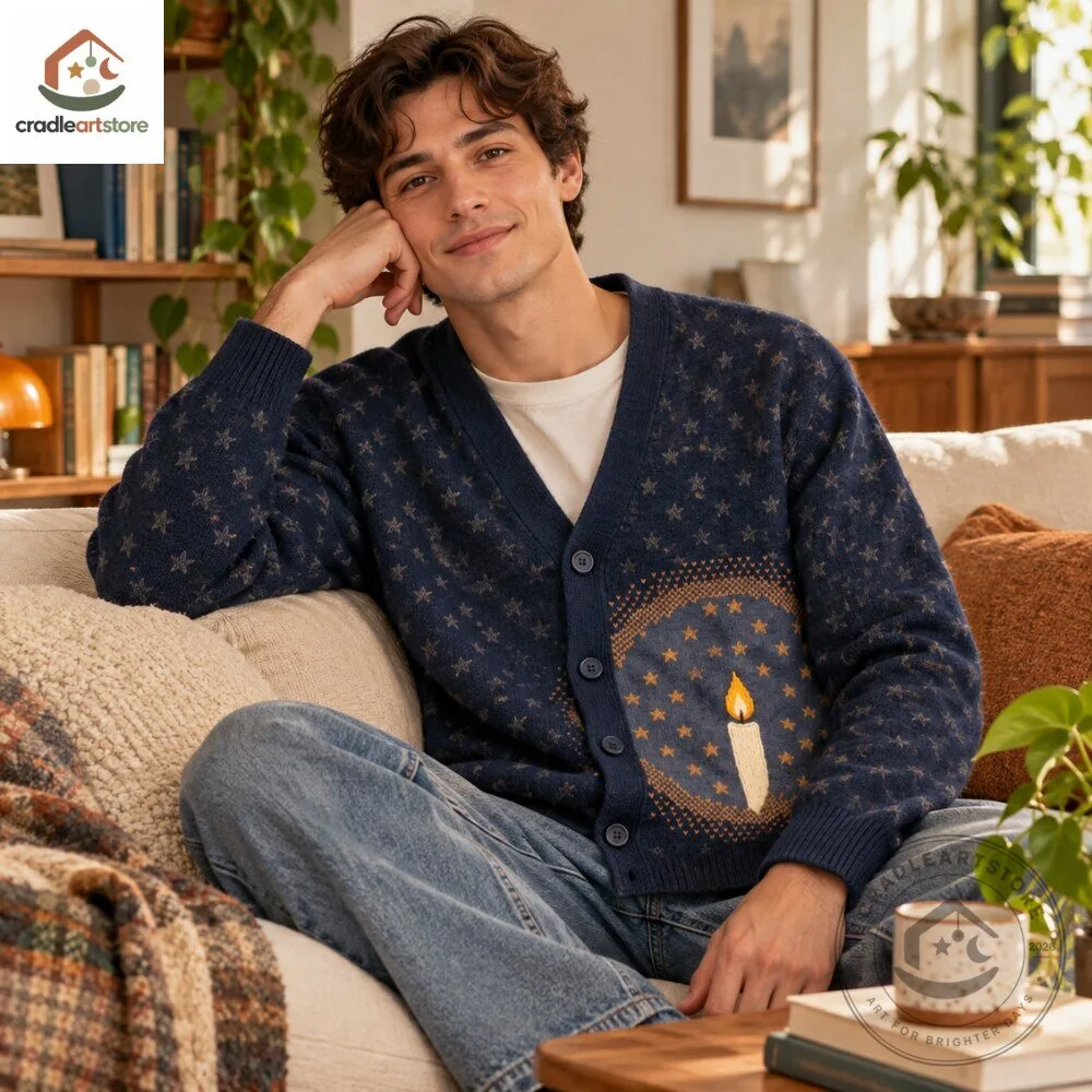 Starry Burning Candle Navy Blue Knit Cardigan 6 Starry Burning Candle Navy Blue Knit Cardigan