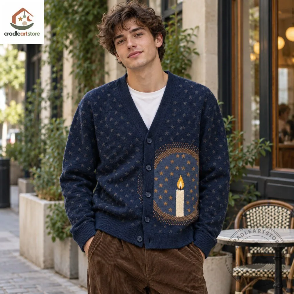 Starry Burning Candle Navy Blue Knit Cardigan 8 Starry Burning Candle Navy Blue Knit Cardigan