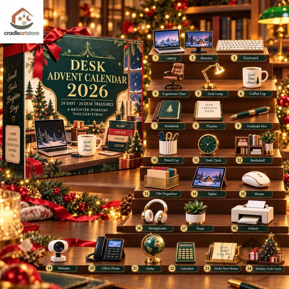 Desk Advent Calendar 2026 with 24 Decoration Set