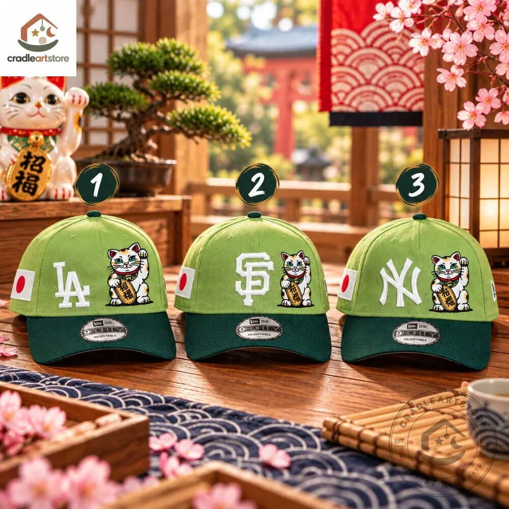 Matcha Lucky Cat NY LA SF Baseball Cap