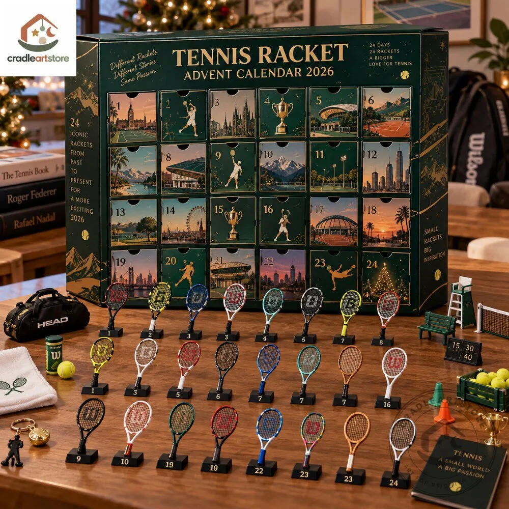 Tennis Racket Advent Calendar 2026 24 Mini Racket Ornaments